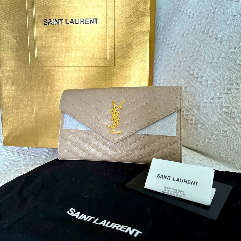 Yves Saint Laurent Cassandre Matelasse Chain Wallet